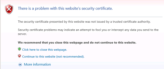 Untrusted Certificate Warning