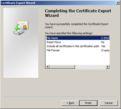 Certificate Export Wizard Page 4