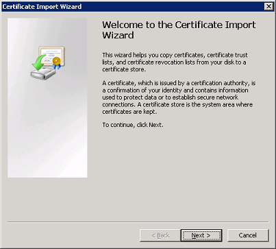 Certificate Import Wizard Page 1