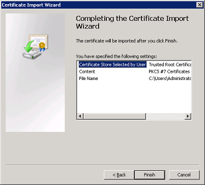 Certificate Import Wizard Page 5